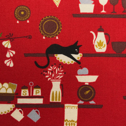【単行本ハードカバー用】キッチンと猫のブックカバー（赤） 4枚目の画像