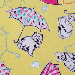 【文庫】傘＆ネコのブックカバー（イエロー） 4枚目の画像