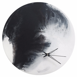 ブラックホワイト・クロックのn時計・ストップのnウォークの天使の羽40センチメートル 1枚目の画像