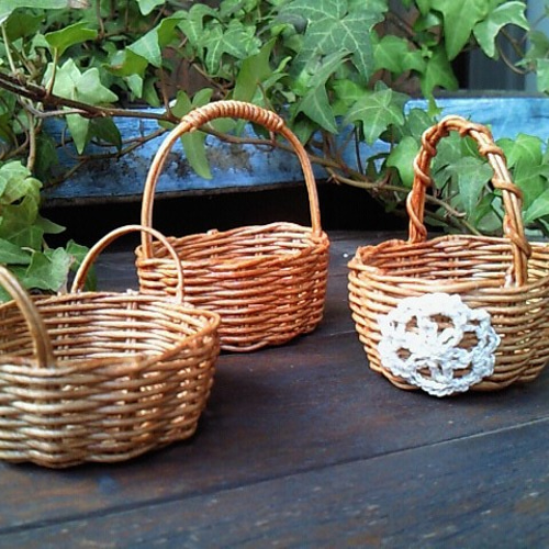 ミニチュア かご フルーツバスケット クラフトバンド 3個セット