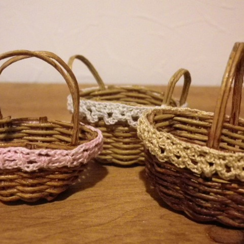 かかか様ご依頼品＊エコクラフトのミニチュアかごセット その他雑貨