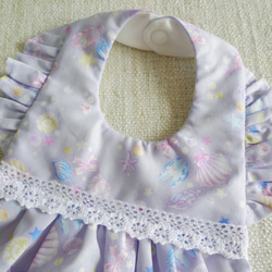夢幻紫貝殼-圍兜口水巾、髮帶/滿月禮/週歲禮/生日禮--限量布款 第3張的照片