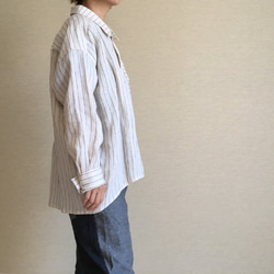 ゆるシャツ/リネン100%の白ストライプ(ssh00002) 5枚目の画像