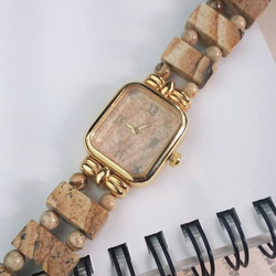 【Lost and find】古董款 天然石 木紋石 手錶 第2張的照片