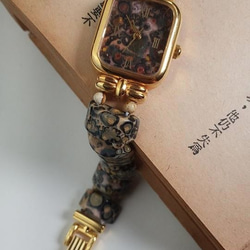 【Lost and find】古董款 天然石 豹紋石 手錶 第1張的照片