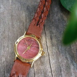 【Lost and find】天然石 古董款 紅紋 編帶 手錶 第2張的照片