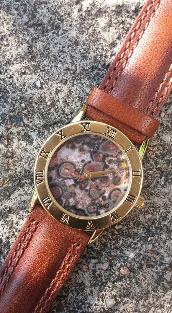 【Lost and find】天然石 古董款 豹紋石 中性 手錶 第1張的照片