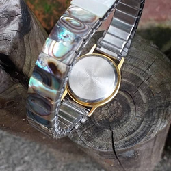 【Lost and find】古董款 藝術感 天然石 鮑貝 白碟貝 夌 手錶 第4張的照片