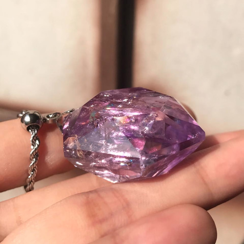 天然石 虹 レインボークォーツ 紫水晶 アメジスト ネックレス