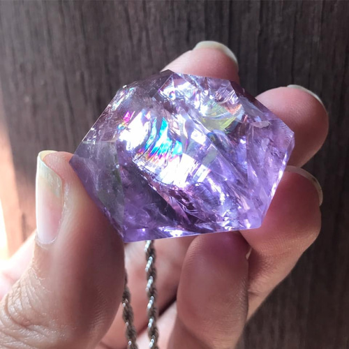 天然石 虹 レインボークォーツ 紫水晶 アメジスト ネックレス