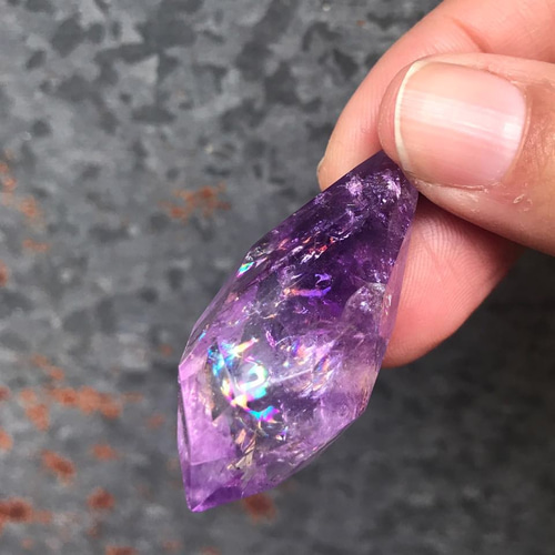 天然石 宇宙 星 虹 レインボークォーツ 紫水晶 アメジスト ネックレス