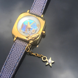 【Lost and find】 天然石 鮑貝 土星 星球 宇宙漫遊 手錶 第1張的照片