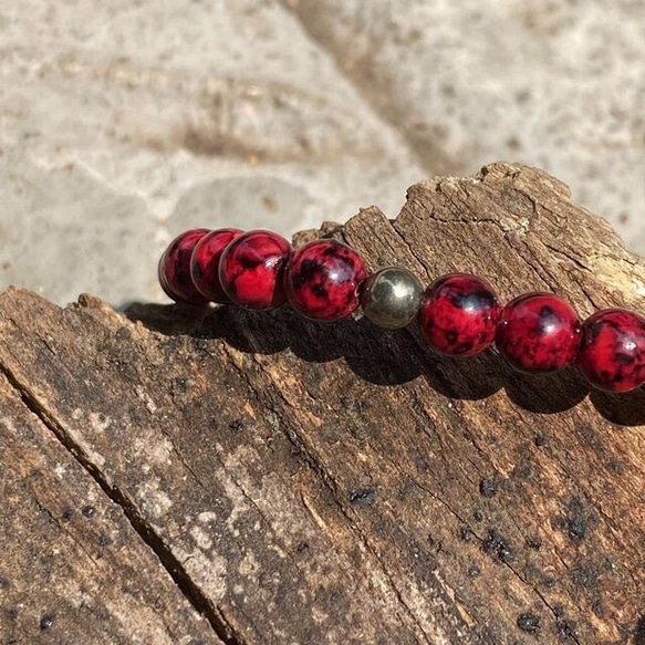 天然石 Hawks Eye stone vintage beads ブレスレット 5枚目の画像