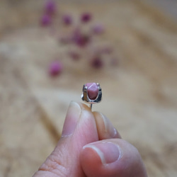 ll 粉色星球 ll 6mm薔薇輝石925純銀貼耳耳針 - 一對 附銀耳堵 第4張的照片