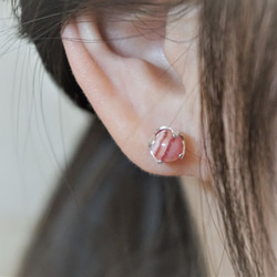 ll 6mm紅紋石純銀耳環 ll 925純銀貼耳耳針 - 一對 附銀耳堵 第6張的照片