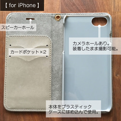 ◉受注制作◉手帳型iphoneケース「敷かれたレールの上」（クジラ） 3枚目の画像