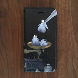 ◉受注制作◉手帳型iPhoneケース「分銅ペンギン」 3枚目の画像