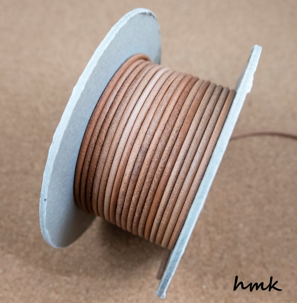 丸革紐 3mm×2m ナチュラル 革紐 レザーコード　 2枚目の画像