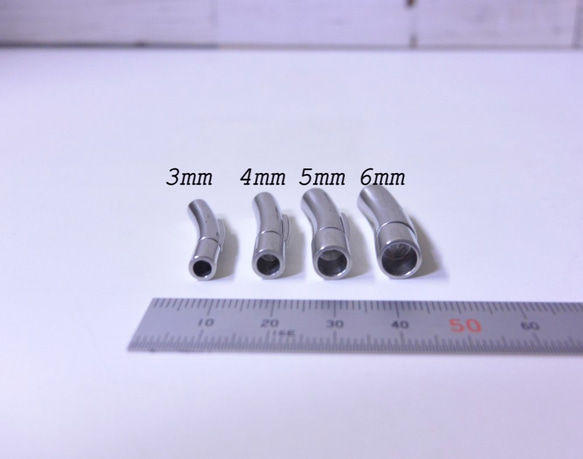 ボタンホック付き 革紐用ステンレス製金具×1個(内寸) 3mm・4mm・5mm・6mm ハンドメイド ハンドクラフト 2枚目の画像
