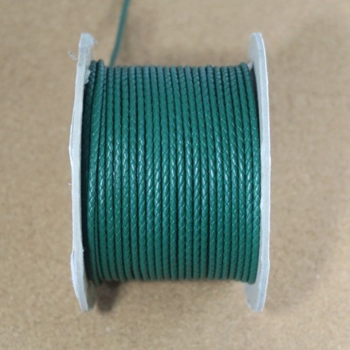 編み込み丸革紐 】 3mm×1m グリーン 革紐 レザーコード ひも・コード