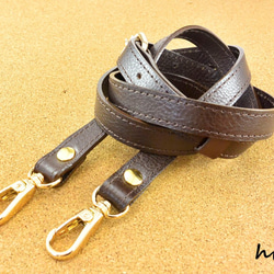 本革ショルダーストラップ シュリンクレザー ダークブラウン ひも