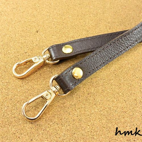 本革ショルダーストラップ シュリンクレザー ダークブラウン ひも