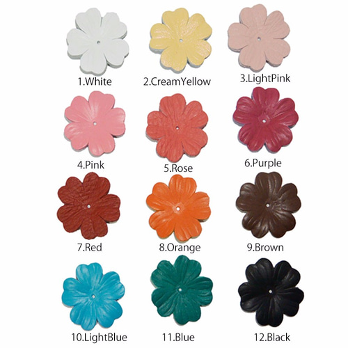 レザーパーツ 花型 4.0cm 立体レザーモチーフ 2枚入り ハンドメイド