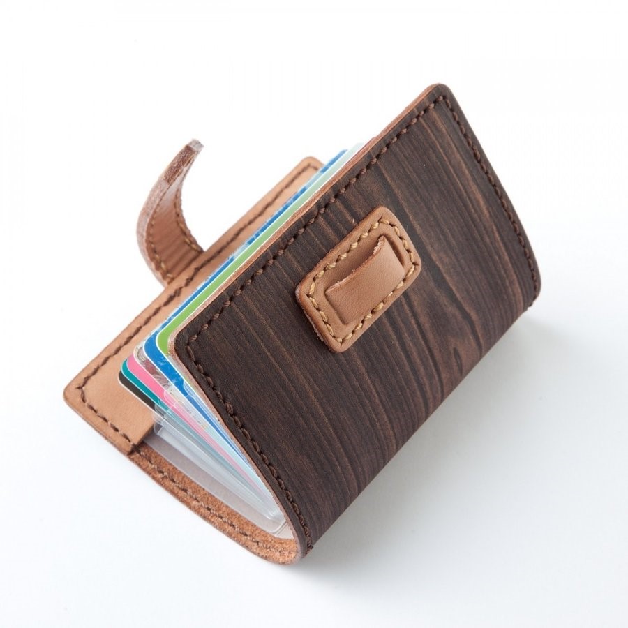 ヌメ革 カードケース 木目調 日本製