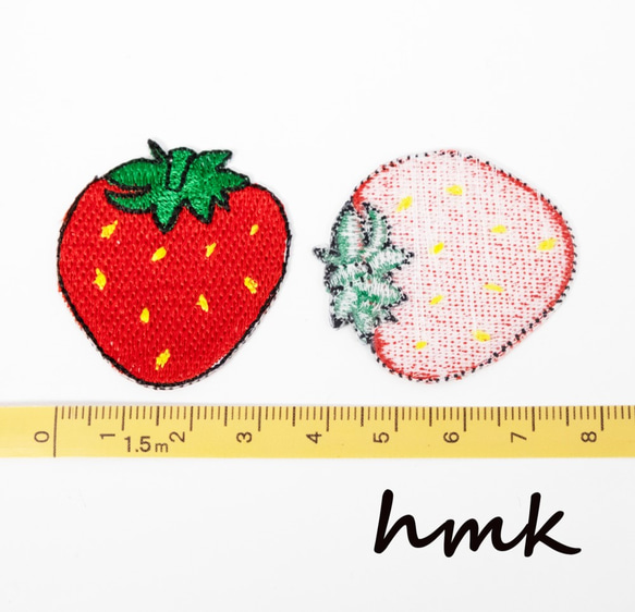 アップリケ 刺繍ワッペン いちご 親子セット×各1枚入り ハンドメイド ハンドクラフト 2枚目の画像