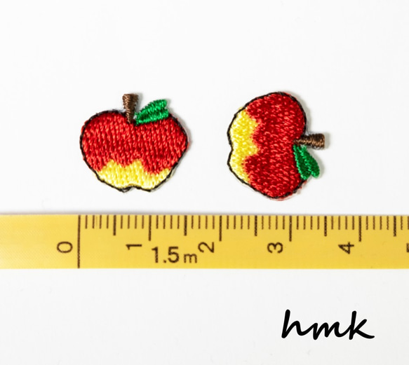 アップリケ 刺繍ワッペン りんご 大小セット×各1枚入り ハンドメイド ハンドクラフト 3枚目の画像