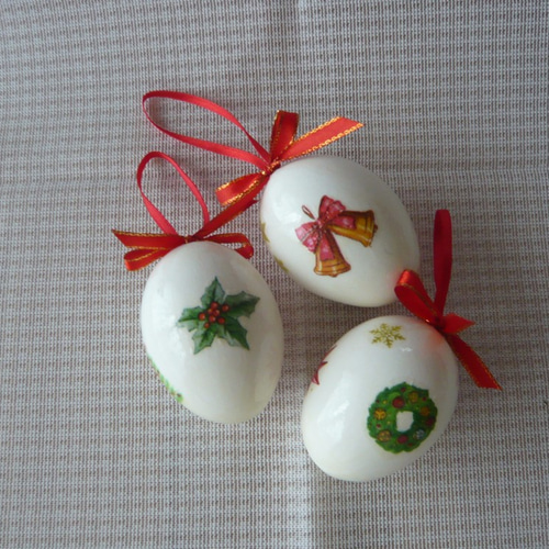 エッグアート クリスマスオーナメント（白） 立体・オブジェ