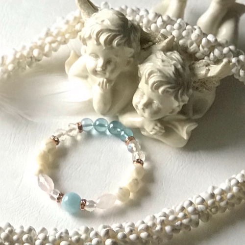 アイスラリマー&インカローズブレスレットと ラリマーペンダントトップ 2点