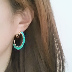 □earring□ピアスにみえるフープイヤリング<いろいろ天然石>ネオンカラー 4枚目の画像