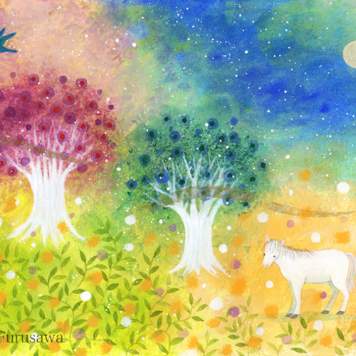 絵画「星と森の言霊」 絵画 杜宇子 通販 10976410｜Creema(クリーマ)