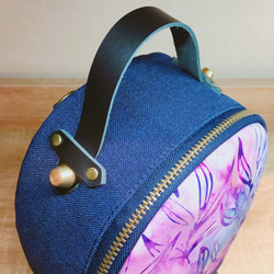 【6折出清】MINI冰箱小背包 [蠟染布-葉子 深藍] 台灣創意設計手作 流行小包  後背 肩背 斜背 手拿 第4張的照片