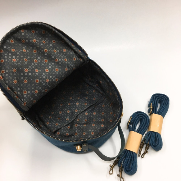 MINI冰箱小背包 [橘蝴蝶 藍包] 台灣創意設計手作 流行小包  後背 肩背 斜背 手拿 第3張的照片