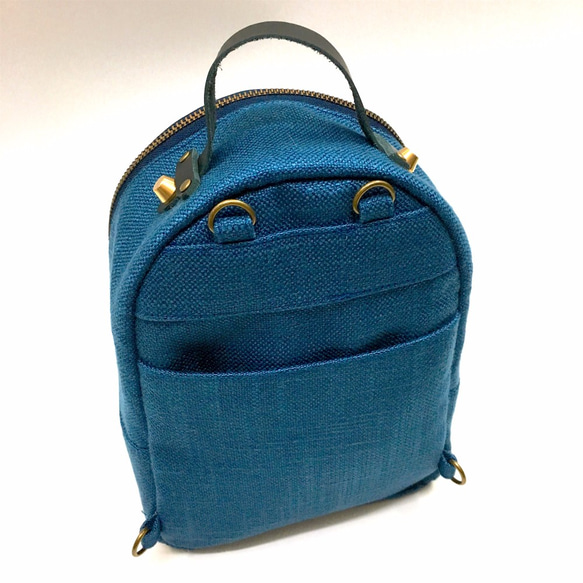 ミニ冷蔵庫、小さなリュック[魚粉末青バッグ]ショルダーバック手台湾デザイン手作り人気のハッチバックパケット 3枚目の画像