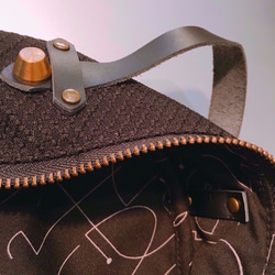 バックMINI冷蔵庫小さなバックパック[日本の古代のトーテム細かい黒い布バッグ]台湾デザイン手作り人気のハッチバックパケット肩の 4枚目の画像