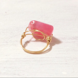 ピンクアゲートの指輪 2枚目の画像