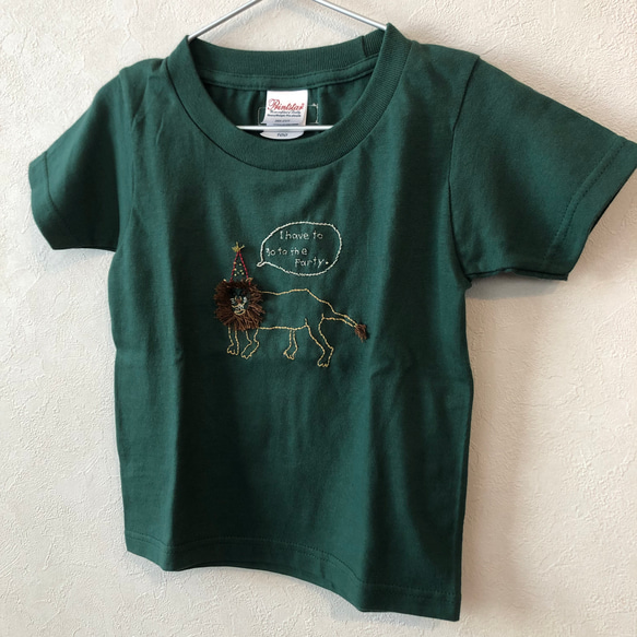 tシャツ 刺繍 ライオン / キッズ 2枚目の画像