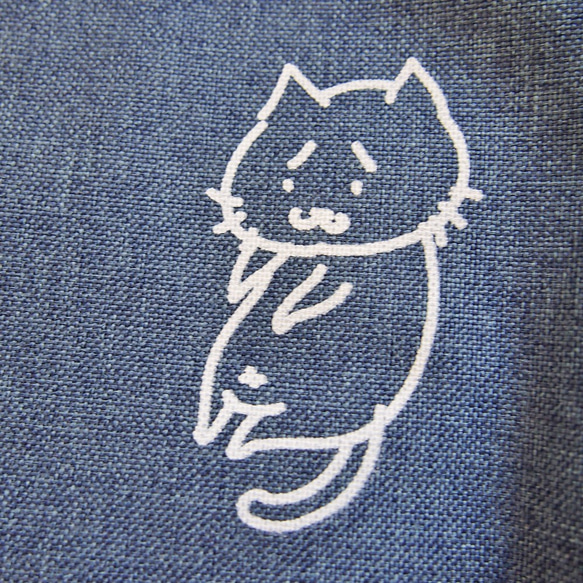 猫柄2wayバッグ ブルーグレー ポケット ファスナー付 4枚目の画像
