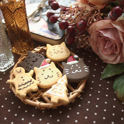 クリスマス猫クッキー形マグネット まゆねこ 2枚目の画像