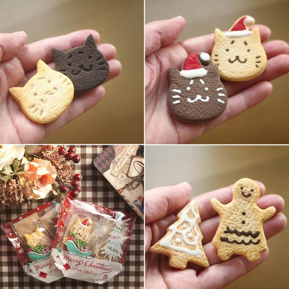 クリスマス猫クッキー形マグネット まゆねこ 4枚目の画像