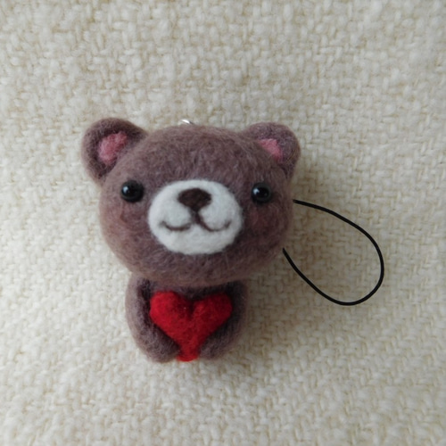 にっこりくまちゃんずの羊毛フェルトストラップ 羊毛フェルト