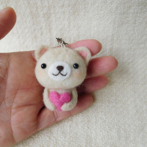 にっこりくまちゃんずの羊毛フェルトストラップ 羊毛フェルト