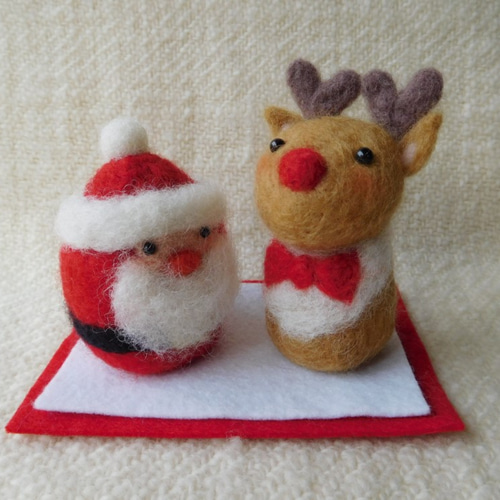 クリスマス飾り サンタとトナカイ 羊毛フェルト Mt.maru 通販 クリスマス飾り サンタとトナカイ 羊毛フェルト Mt.maru 通販
