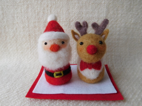 クリスマス飾り サンタとトナカイ 羊毛フェルト Mt.maru 通販