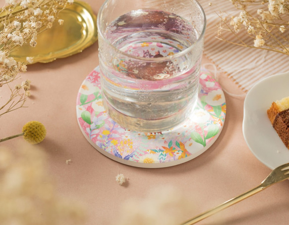 陶瓷吸水杯墊-Pastel flowers 粉嫩花漾 第5張的照片