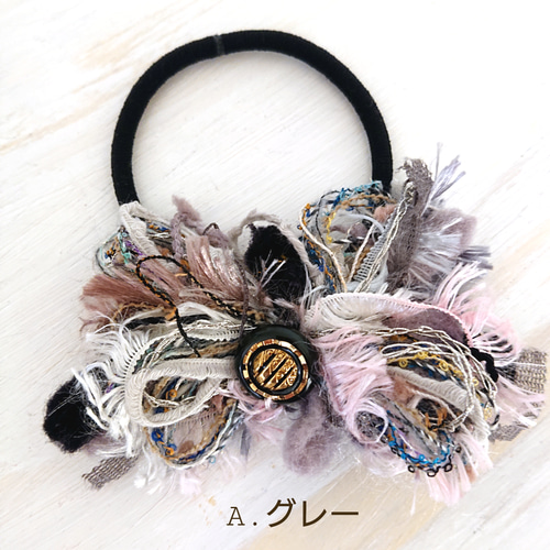 引き揃え糸 ヘアクリップset① 引き揃え糸とボタンのヘアゴム ヘアゴム Stella Fabbrica☆M 通販