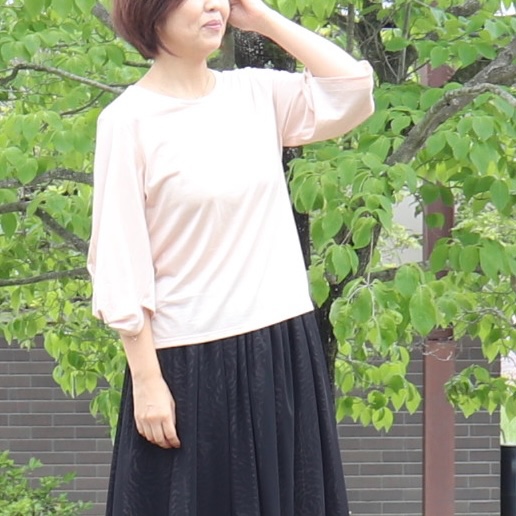 クロススリーブブラウスT(シェルピンク)